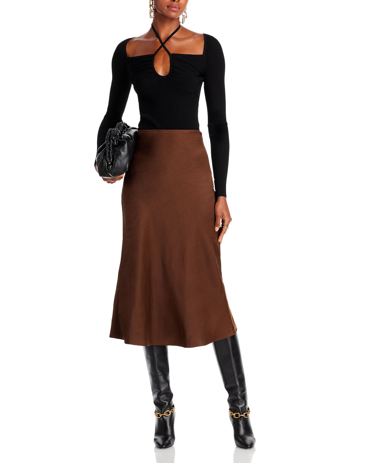 Midi Satin Slip Skirt - Exclusive thumbnail 3