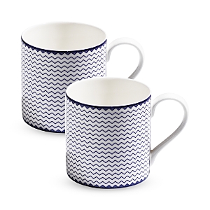 Richard Brendon Zigzag Blue Large Mug, Set Of 2 In Blue/white