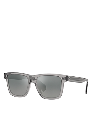 Oliver Peoples Men's Casian Gradient-lens Rectangle Sunglasses In Gray/gray Mirrored Gradient