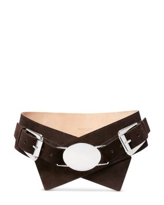 Michael Kors Suede Belt Michael Kors 553541 Brown Suede Gold Medium Wide Womens Belt  main image 3
