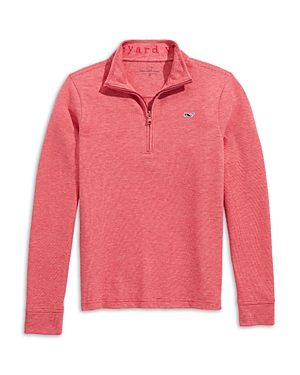Vineyard Vines Boys' Saltwater Stripe Quarter Zip Mock Neck Sweatshirt - Little Kid, Big Kid In Sailors Red