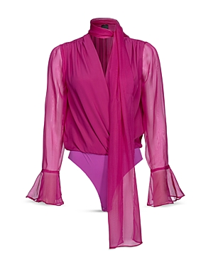 Shop Pinko Silk Blend Bodysuit In Vib