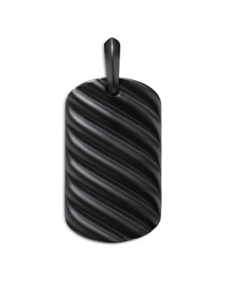 Men's Sculpted Cable Tag in Black Titanium, 35mm