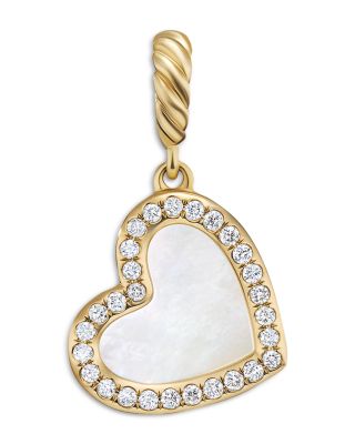 David Yurman - 18K Yellow Gold DY Elements&reg; Mother of Pearl & Pav&eacute; Diamonds Heart Pendant