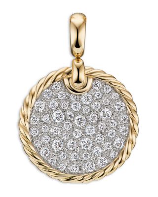 David Yurman - 18K Yellow Gold DY Elements&reg; Pav&eacute; Diamond Disc Pendant