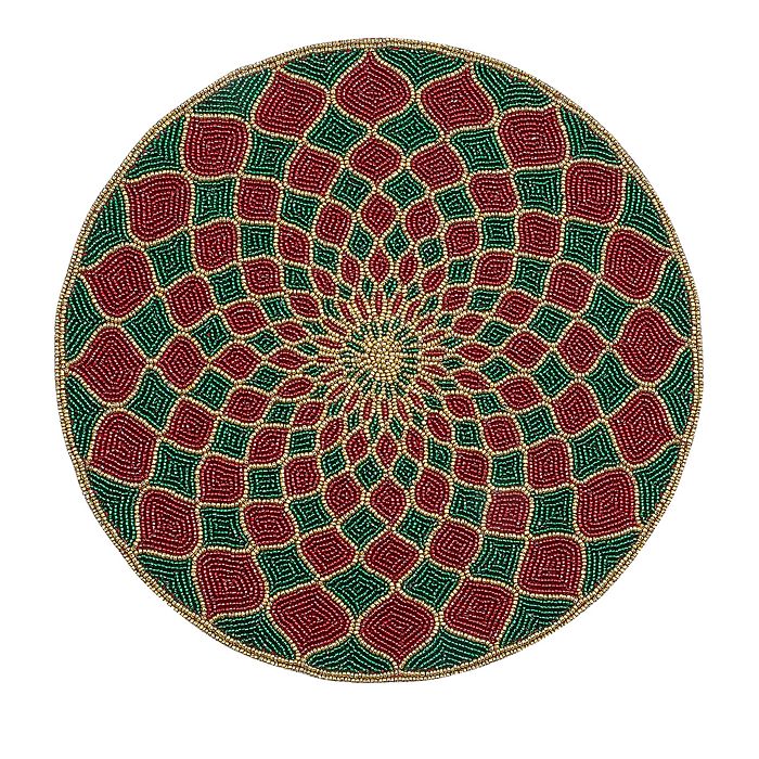 MackenzieChilds Red & Green Kaleidoscope Beaded Placemat Bloomingdale's