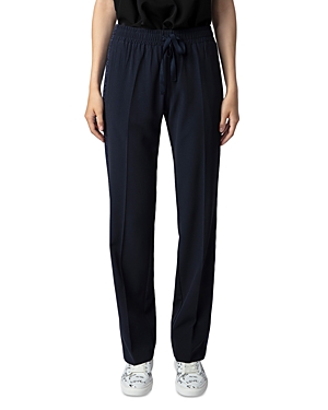 Zadig & Voltaire Pomy Crepe Track Pants In Encre