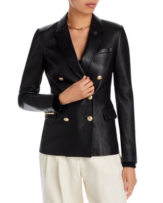 DEREK LAM / テーラードジャケット/2/--/BLK Derek Lam 10 Crosby Franklin Double Breasted Faux-Leather Blazer