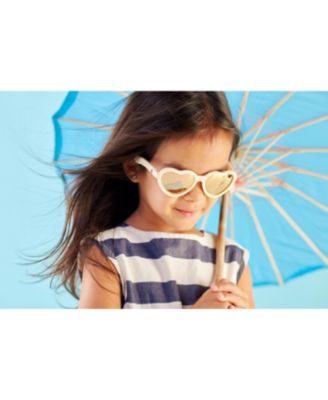 Sweet Cream Heart Rose Gold Polarized Mirrored Lens Sunglasses
