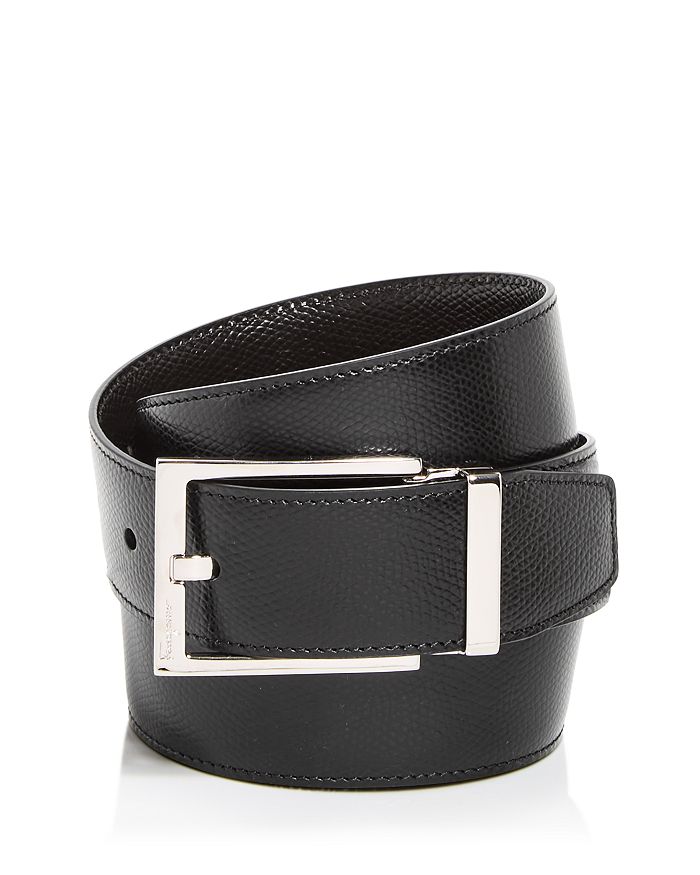 Shop Ferragamo Men's Leather Reversible Belt In Nero