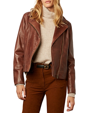 Gerard Darel Natsuni Leather Jacket In Brown
