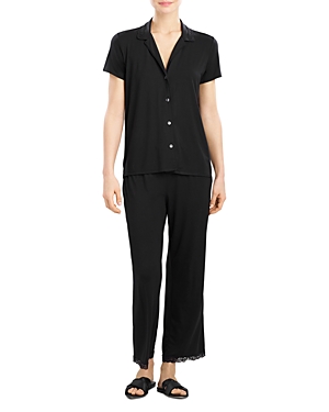 Shop Natori Short Sleeve Pajama Set In Black