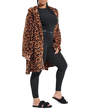 Ugg Aarti Print Fleece Robe In Cider Leopard