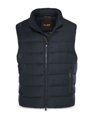 Moorer Oliver-l Wool Blend Quilted Full Zip Puffer Vest In Blue