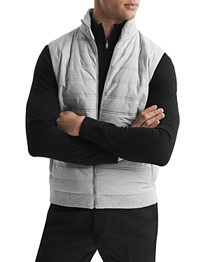 Shop Reiss William Quilted Vest In Soft Gray