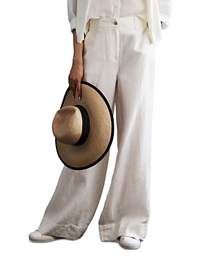 Reiss Petites Demi Garment Dyed Linen Pants In White