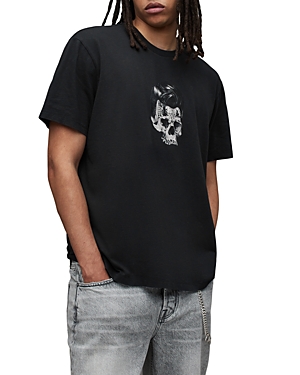 Shop Allsaints Relics Graphic Tee In Washed Black