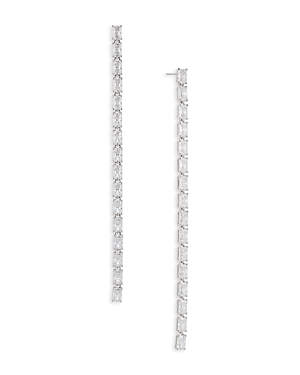 Nadri A La Carte Long Linear Drop Earrings In Rhodium Plated Or 18k Gold Plated In Silver