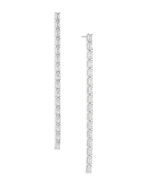 Shop Nadri A La Carte Long Linear Drop Earrings In Rhodium Plated Or 18k Gold Plated In Silver