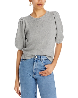 Shop Paige Lucerne Cashmere Puff Sleeve Sweater In Heather Grey