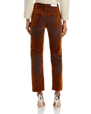 RE/DONE 70s Ultra High Rise Straight Velvet Jeans in Distressed