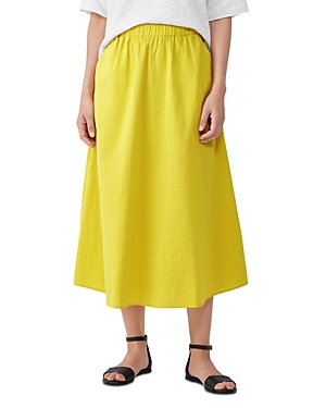 Eileen Fisher Petite Gathered Puckered Cotton Skirt In Sunbeam