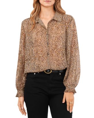 MICHAEL MICHAEL KORS Womens Black Metallic Gathered Buttoned Cuffs Zippered Lined Animal Print Blouson Sleeve V Neck Mini Party Sheath Dress main image 1