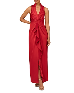 Aidan Mattox Womens Maxi Ruffled Evening Dress In Autmn Blze