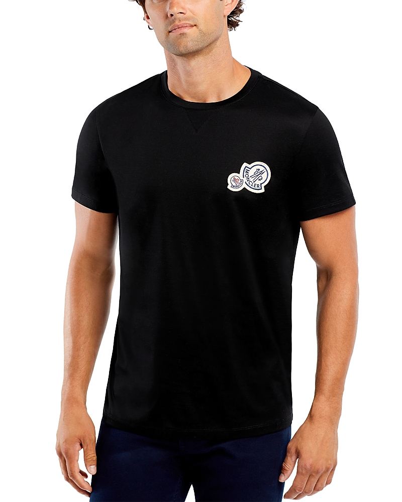 Moncler Crewneck T Shirt Featuring Multiple Patches In Black