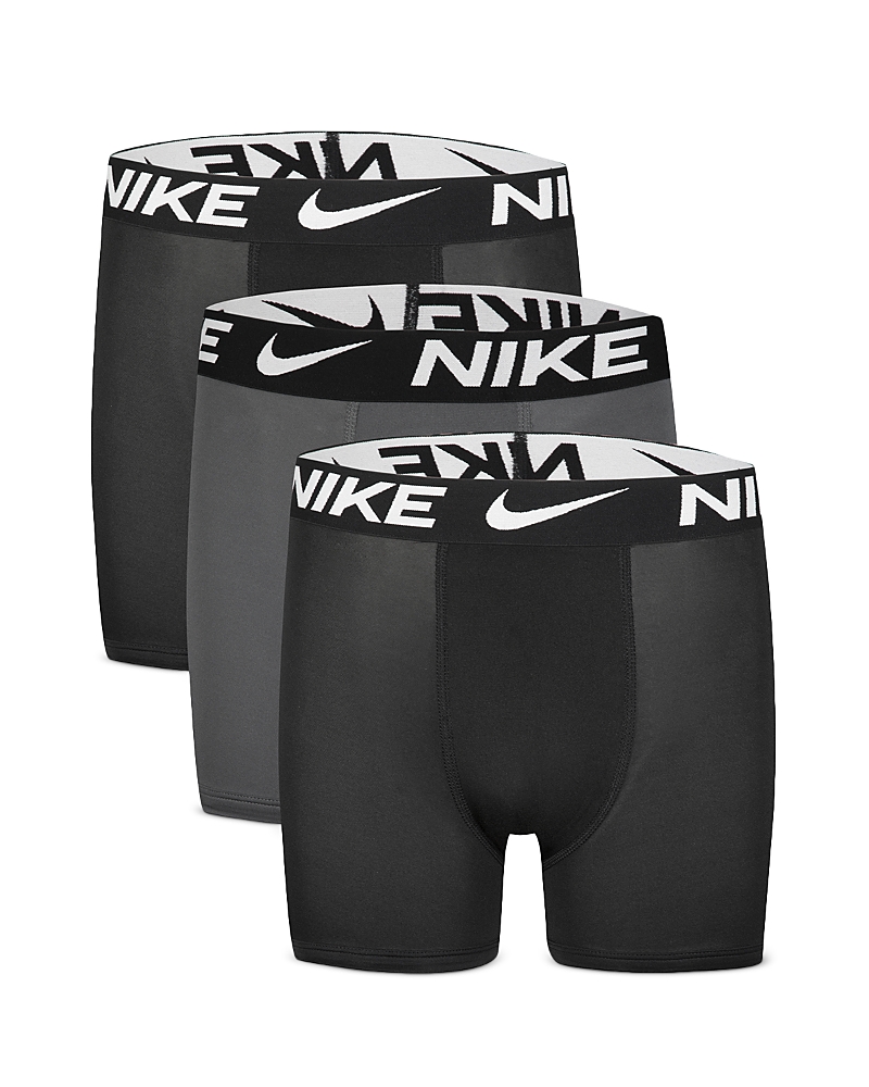 Nike Kids' Essential Dri-fit Micro Assorted 3-pack Boxer Briefs In Black/dark Gray