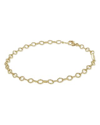 18K Yellow Gold Signature Caviar Beaded Oval Link Bracelet