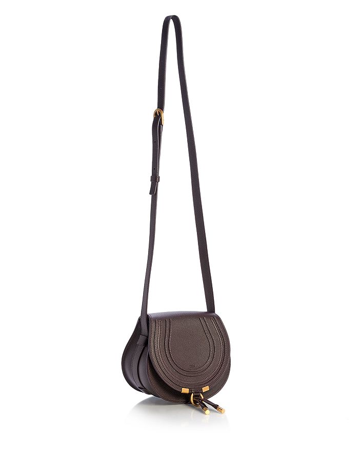 Shop Chloé Marcie Small Leather Saddle Bag In Deep Violine/gold