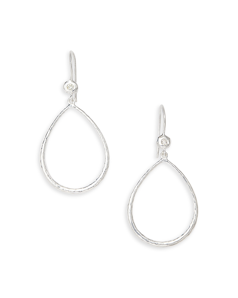 Ippolita Sterling Silver Open Teardrop Earrings With Diamonds In Silver