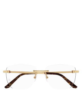 Cartier Santos De Cartier 24K Gold Rimless Square Eyeglasses, 58mm