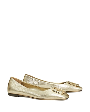 Tory Burch Georgia Square Toe Ballet Flat In Spark Gold