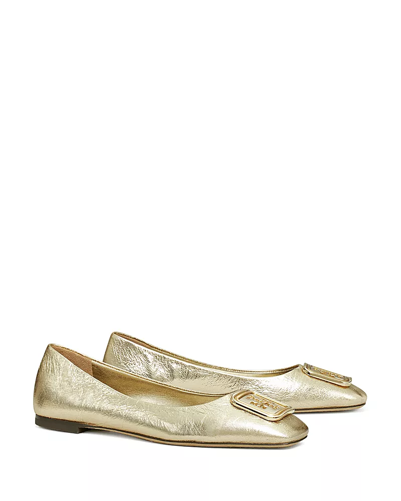 Tory Burch Women's Georgia Metallic Leather Ballet Flats