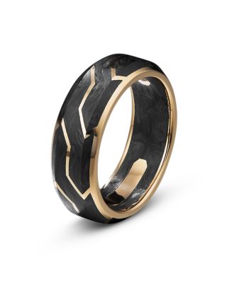 Men's Forged Carbon Band Ring in 18K Gold