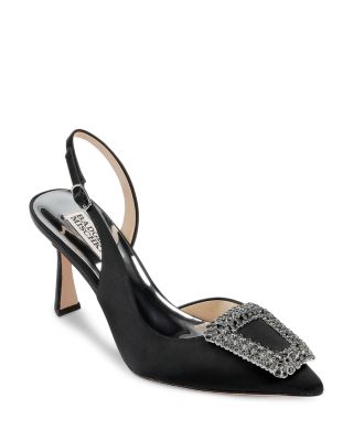Badgley Mischka - Women's Enida Pointed Toe Embellished Slip On Slingback High Heel Pumps