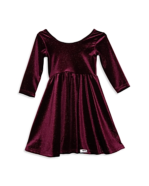 Worthy Threads Girls' Twirly Sparkle Velvet Dress - Little Kid, Big Kid In Burgundy