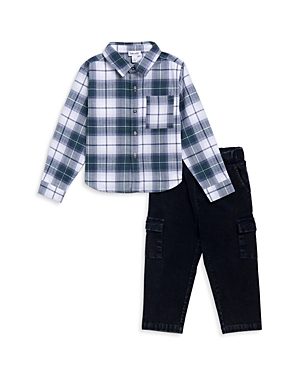 Splendid Boys' Cowboy Flannel Shirt & Trousers Set - Little Kid In Blue
