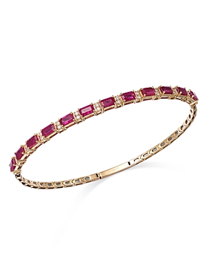 Bloomingdale's Ruby & Diamond Bangle Bracelet In 14k Yellow Gold In Pink/gold