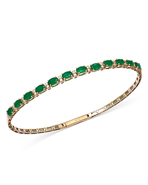 Bloomingdale's Precious Stone & Diamond Bangle Bracelet In 14k Yellow Gold In Green/gold