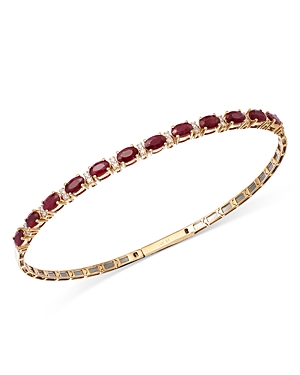 Bloomingdale's Precious Stone & Diamond Bangle Bracelet In 14k Yellow Gold In Red/gold
