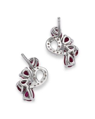 Precious Stone & Diamond Ear Climbers in 14K White Gold