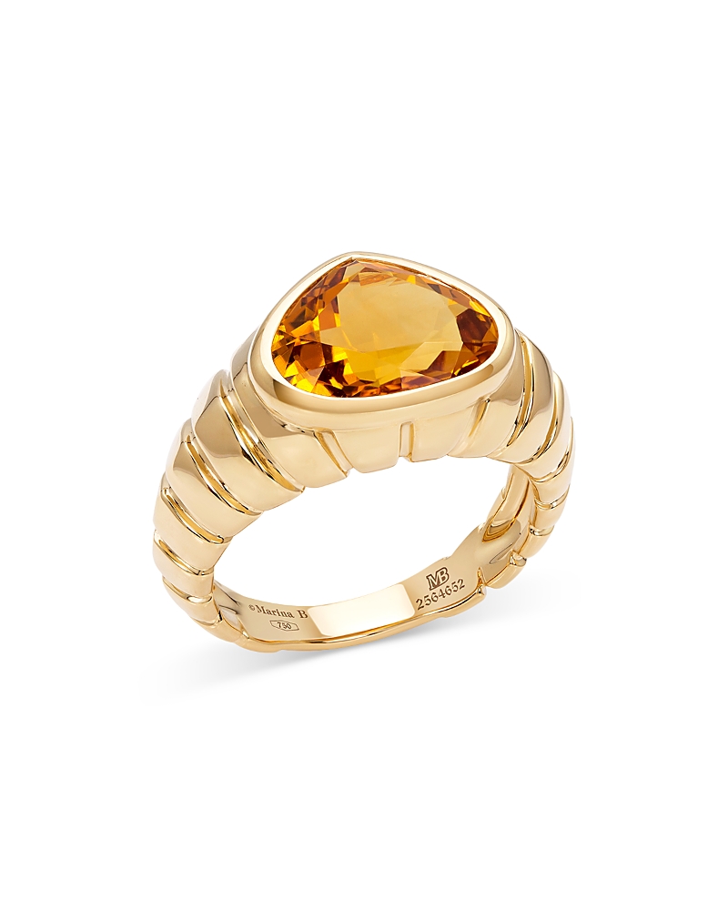 Shop Marina B 18k Yellow Gold Timo Citrine Pear Statement Ring In Orange/gold
