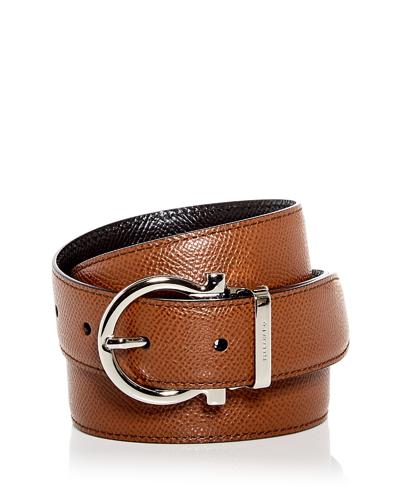 Ferragamo Men’s Gancini Buckle Reversible Leather Belt Ferragamo Men’s Gancini Buckle Reversible Leather Belt