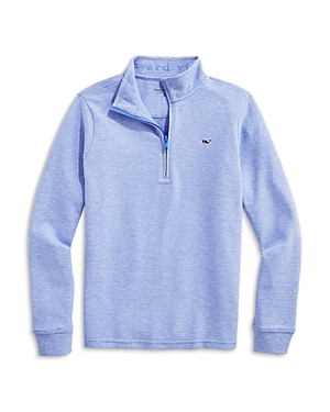 Vineyard Vines Boys' Saltwater Stripe Quarter Zip Mock Neck Sweatshirt - Little Kid, Big Kid In Jake Blue