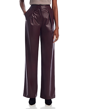 MISOOK PLEATED FAUX LEATHER PANTS