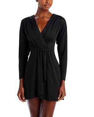 Aqua Jersey Wrap Mini Dress - 100% Exclusive In Black