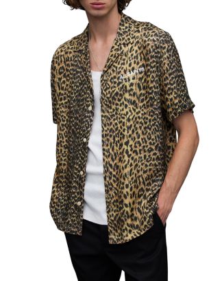 ALLSAINTS Fuji Short Sleeve Leopard Print Shirt | Bloomingdale's